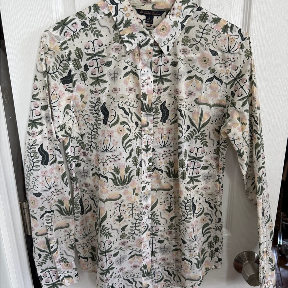 Brooks Brothers Floral Print Button-Down Shirt - White, Green, Pink
